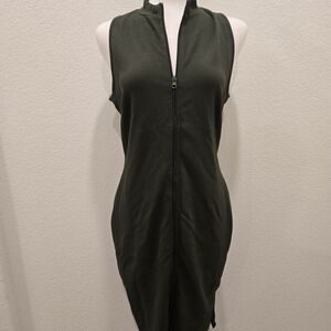 New Fashion Nova Sleeveless Bodycon Green Zip-Up Dress